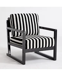 Streamdale Furniture Mid-Century Modern Striped Fabric Lounge Chair with Wooden Frame
