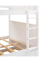 Streamdale Furniture Bunk Bed with Twin Trundle Pine Wood