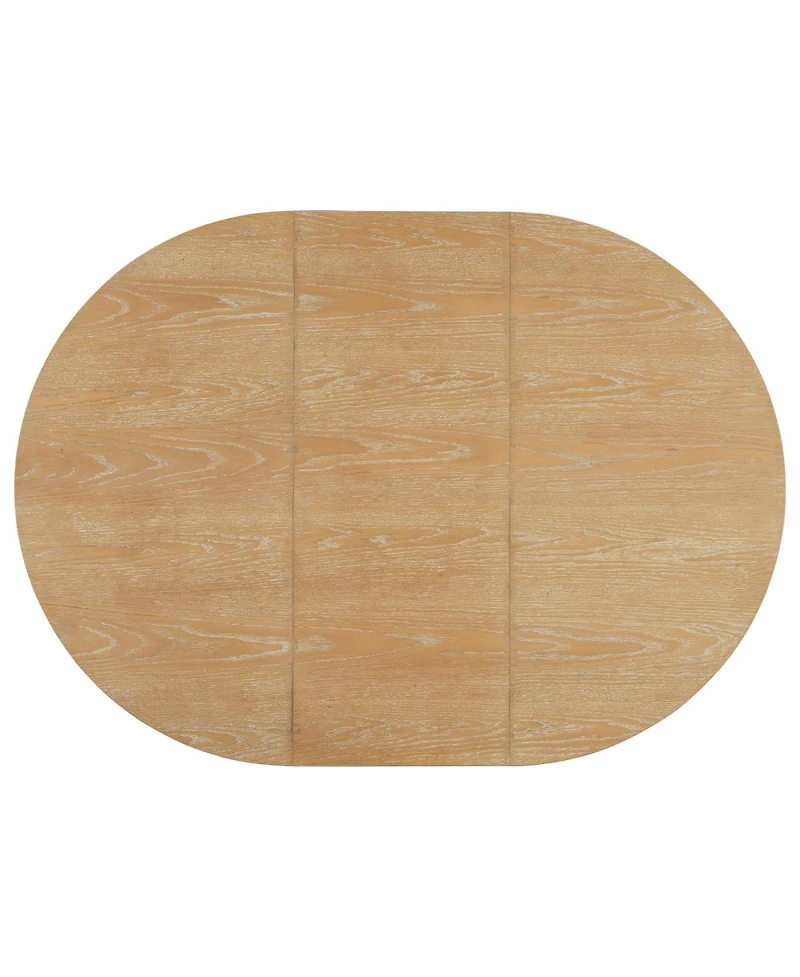Streamdale Furniture Farmhouse Extendable Round Dining Table with 16'' Leaf Natural