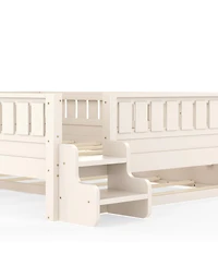 Streamdale Furniture Bed with Bookshelves Staircase Safety Rails and Trundle