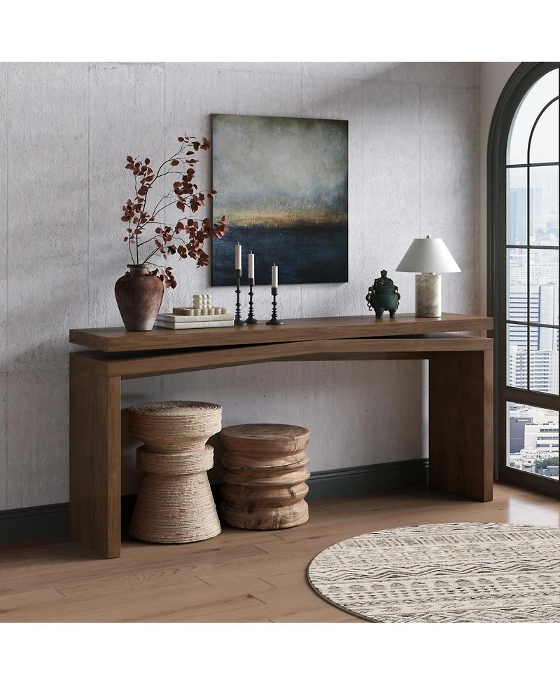 Streamdale Furniture 65-Inch Solid Wood Veneer Farmhouse Console Table