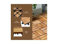Slickblue 27 Pieces Acacia Wood Interlocking Patio Deck Tile-Square