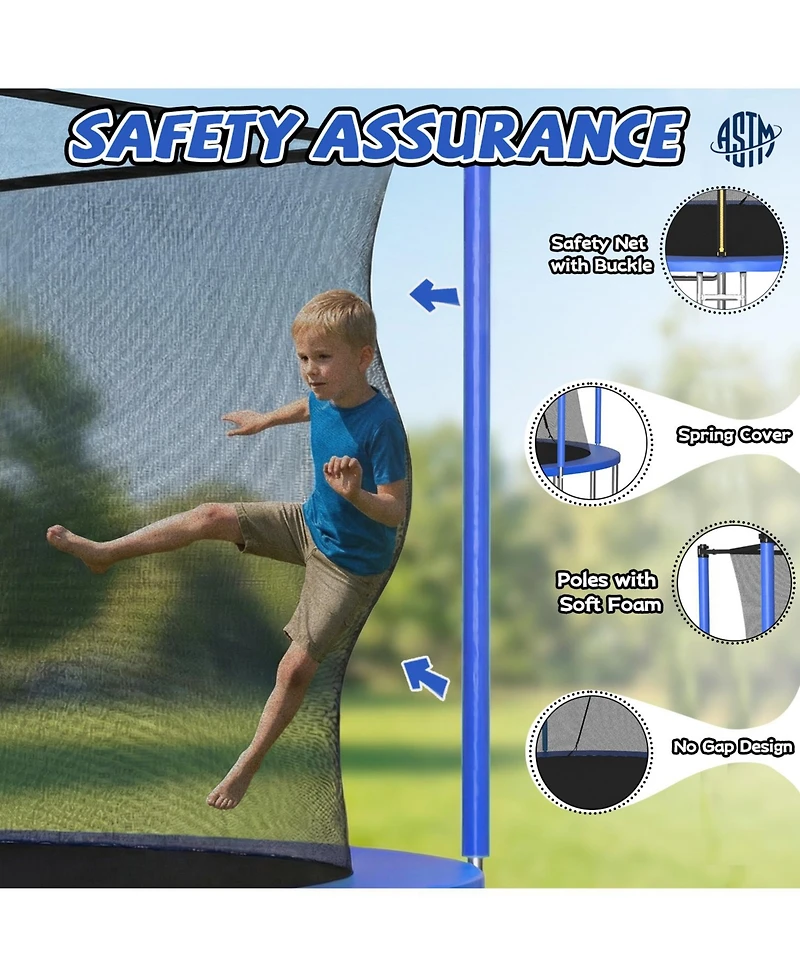 Zeny Classic Trampoline with 5 Legs and Basketball Hoop