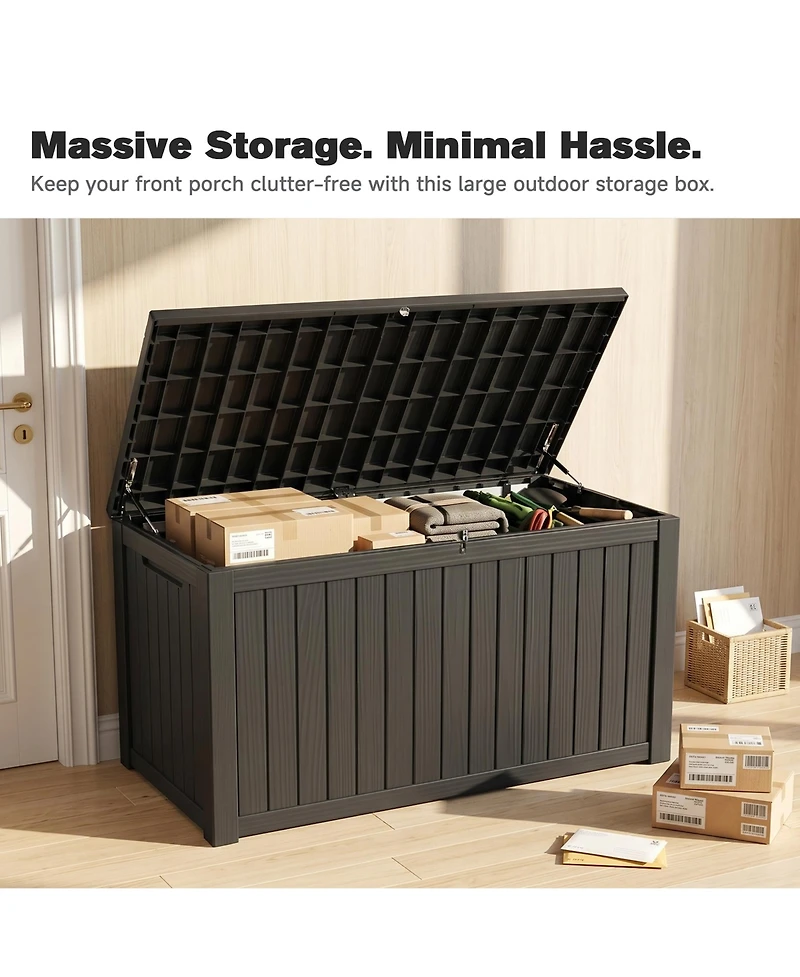Zeny 180 Gallon Large Outdoor Storage Xxl Deck Box for Patio Furniture, Garden Tools and Sports/Pools Equipment, Waterproof Resin, Lockable