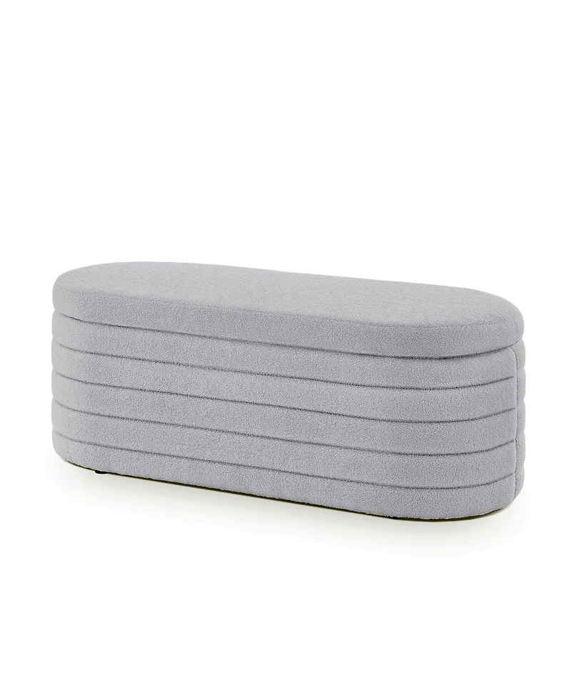 Streamdale Furniture Modern Oval Upholstered Storage Ottoman Bench