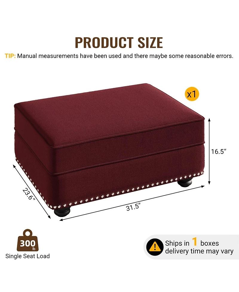 Streamdale Furniture Velvet Ottoman for Single 2 and 3 Seater Sofas
