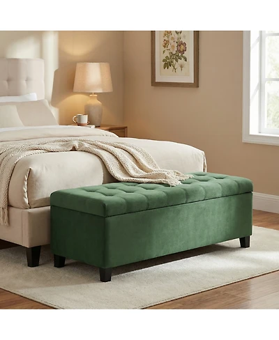 Streamdale Furniture Upholstered Storage Ottoman Bench 300lbs Capacity