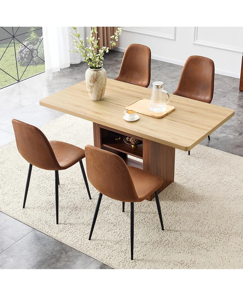 Streamdale Furniture Scalable Dining Table Set with 4 Tech Fabric Chairs 59-71 Inch