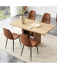 Streamdale Furniture Scalable Dining Table Set with 4 Tech Fabric Chairs 59-71 Inch