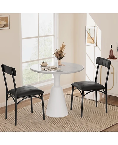 homfan Set of 2 Upholstered - 25.5" Industrial Bar Chairs with Backrest, Padded Kitchen Island Stools