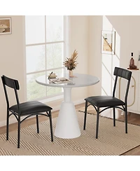 homfan Set of 2 Upholstered - 25.5" Industrial Bar Chairs with Backrest, Padded Kitchen Island Stools