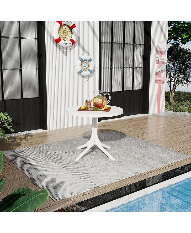 Streamdale Furniture Summer 36-Inch Modern Round White Indoor/Outdoor Plastic Dining Table