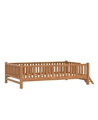 Streamdale Furniture Wood Platform Bed with Guardrail