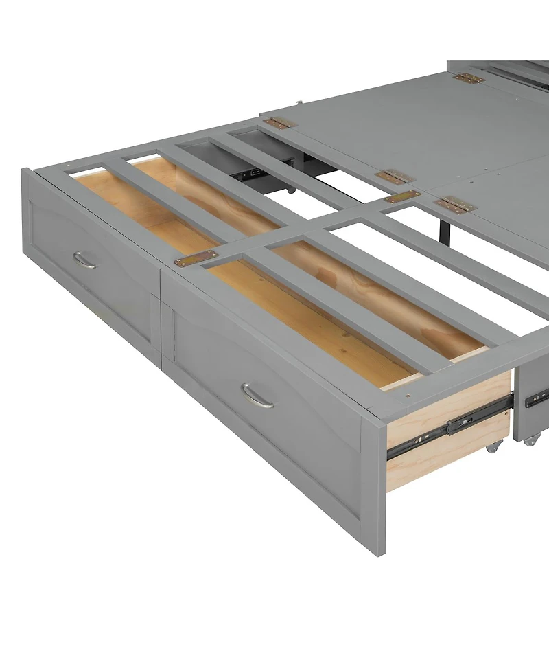 Streamdale Furniture Queen Size Murphy Bed with Drawer Usb Ports and Pulley Design