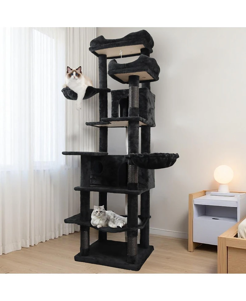 Streamdale Furniture 68in Multi-Level Cat Tree with Hammocks Cat Cave and Scratching Posts