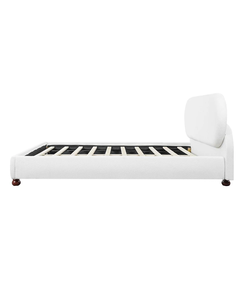 Streamdale Furniture Boucle Upholstered Bed with Rubber Wood Foot
