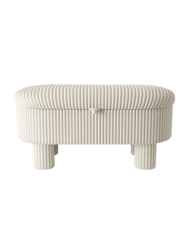Streamdale Furniture Modern Corduroy Upholstered Storage Ottoman Bench