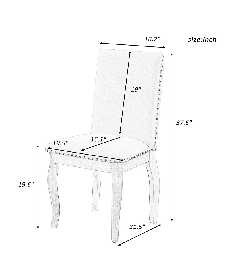 Streamdale Furniture Set of 2 Upholstered Wood Dining Chairs with Nailhead Trim