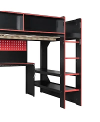 Streamdale Furniture Full Size Gaming Loft Bed with Desk Lights and Charging Station