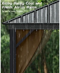 gaomon 10x10 Feet Hardtop Gazebo for All Weather, with Double Metal Roof, Aluminum Alloy Frame, Net, and Curtain, Permanent Building for Patio, Deck