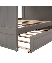 Streamdale Furniture Full Over Full Bunk Bed with Twin Trundle Pine Wood Brushed