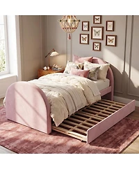 Streamdale Furniture Twin Size Upholstered Day Bed Frame With Pull in And Out Function