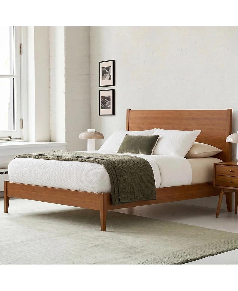 Streamdale Furniture Mid-Century Modern Solid Bamboo King Sled Platform Bed Frame