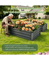 Streamdale Furniture 6x3x1ft Large Galvanized Metal Rectangular Garden Bed