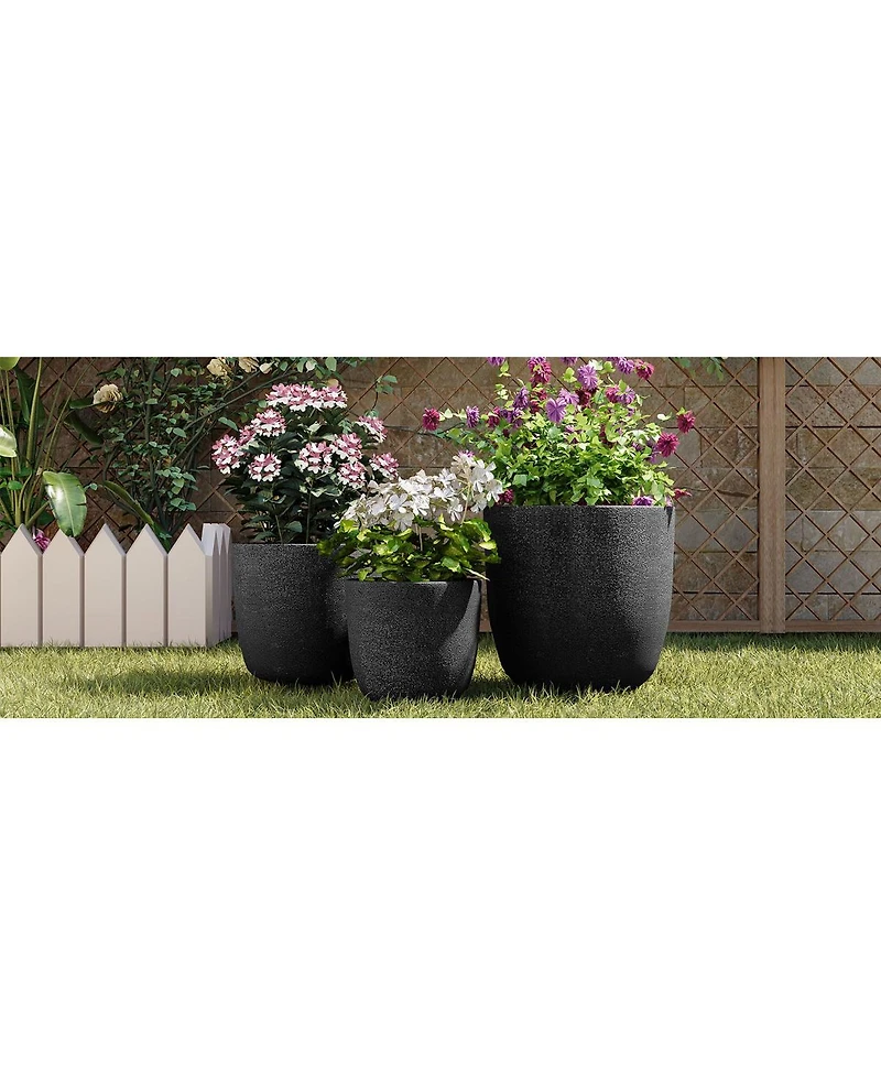 Streamdale Furniture 3-Piece Lightweight Matte Mgo Round Planter Set with Drainage Holes