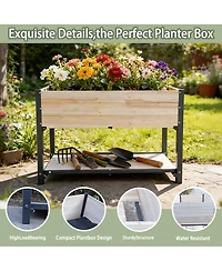 Streamdale Furniture Solid Wood and Iron Raised Garden Bed - Reversible and Replaceable Panels