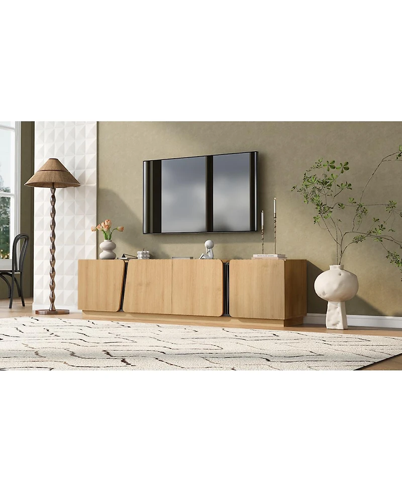 Streamdale Furniture Modern Storage Cabinet with Rounded Corners and Marble Top