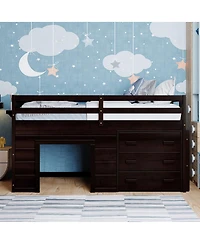 Streamdale Furniture Loft Bed with Cabinet and Shelf