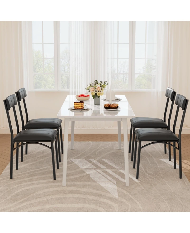 homfan Set of 4 Modern Upholstered Dining Chairs, High Curved Backrest with Padded Seat and Heavy Duty Steel Legs