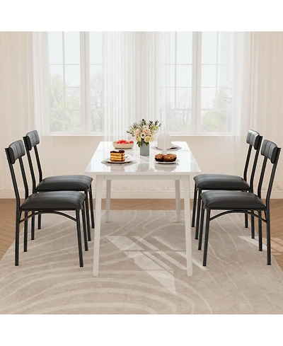 homfan Set of 4 Modern Upholstered Dining Chairs, High Curved Backrest with Padded Seat and Heavy Duty Steel Legs