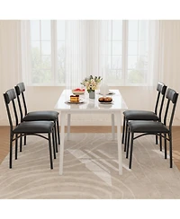 homfan Set of 4 Modern Upholstered Dining Chairs, High Curved Backrest with Padded Seat and Heavy Duty Steel Legs