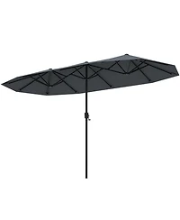 Sugift 13 Feet Double-Sided Patio Table Market Umbrella with Crank Handle