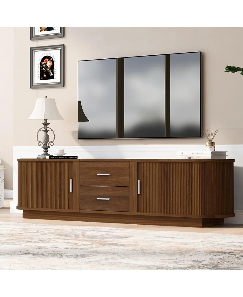 Streamdale Furniture Modern Tv Stand with Hidden Storage and Rounded Corners for 65''-70'' TVs