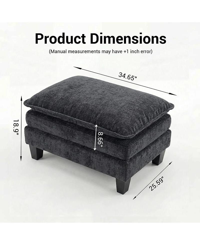 Streamdale Furniture Rectangular Chenille Padded Ottoman Footstool