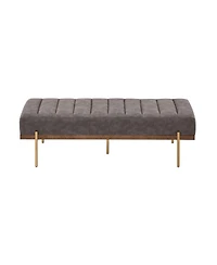 Streamdale Furniture Upholstered Channel Tufted Ottoman Bench Seat with Gold Legs