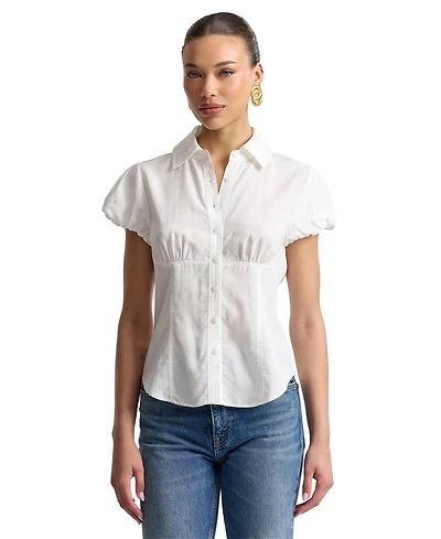 Avec Les Filles Women's Fitted Puff Sleeve Top