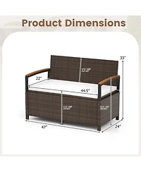 Sugift 46-Gallon Outdoor Storage Bench Deck Box Patio Furniture With Cushion