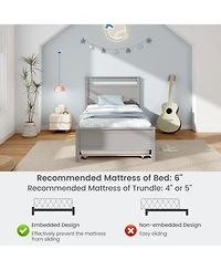 Gouun Twin Wooden Bed Frame with Trundle for Teens and Adults