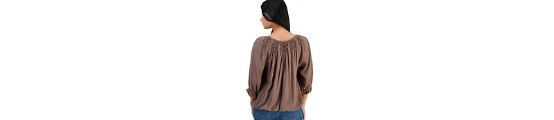 Democracy Petite Scoop Neck Elbow-Sleeve Blouse