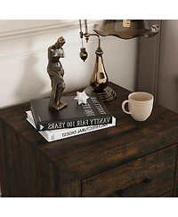 Homsee 2-Drawer Nightstand - 24-Inch-Wide Embossed Bedside Table Modern Storage Cabinet for Bedroom
