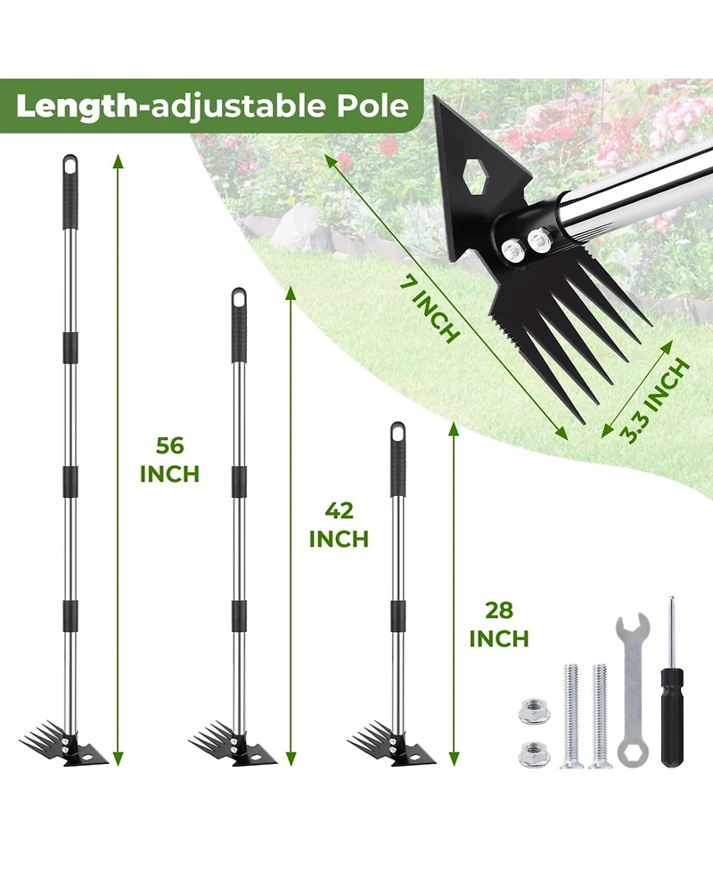 Xdovet 2-in-1 Weed Puller Dual-head Garden Hoe Weeder Long Handle Manganese Steel