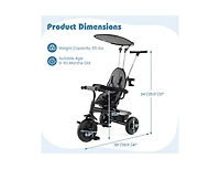 Slickblue Foldable 7-in-1 Baby Tricycle Stroller with Adjustable Canopy