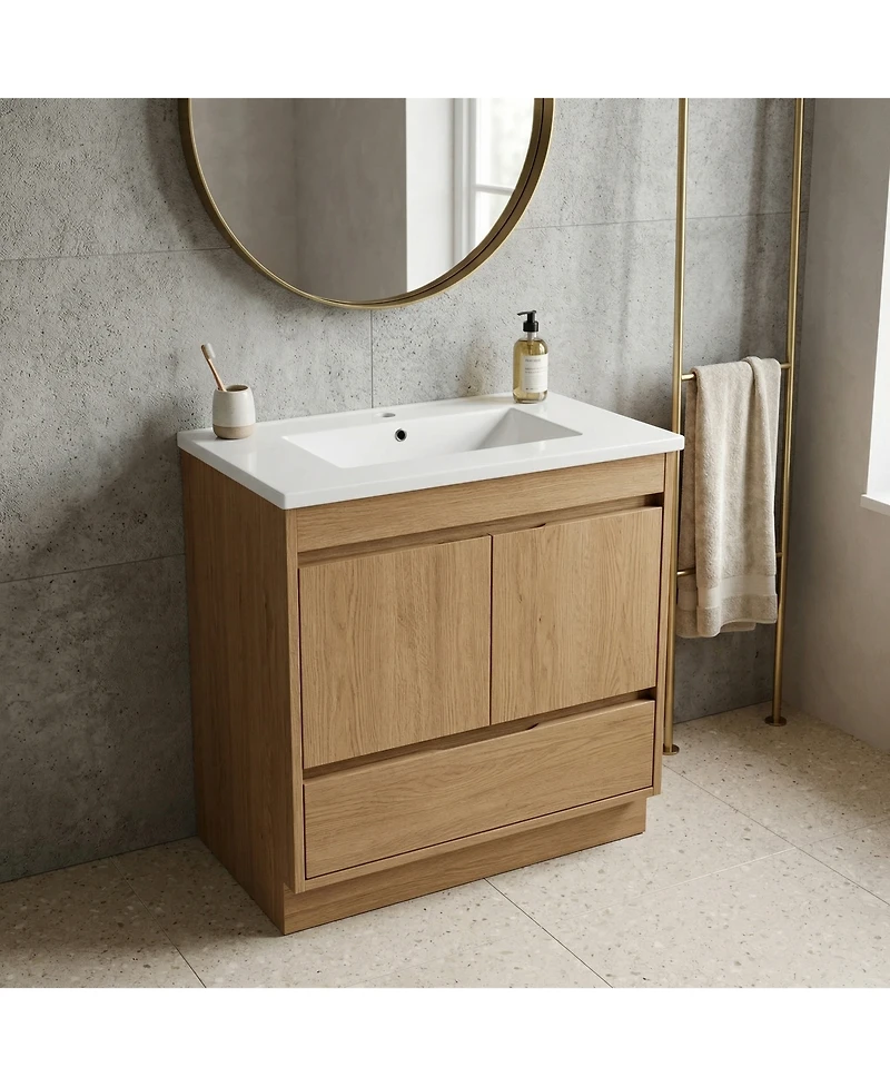 Midola Ceramic Bathroom Vanity Sink Top with Single Hole, Drop in Bathroom Vessel Sink Bowl Rectangle for Bathroom