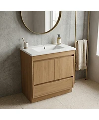 Midola Ceramic Bathroom Vanity Sink Top with Single Hole, Drop in Bathroom Vessel Sink Bowl Rectangle for Bathroom