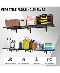 Xdovet Shelves Wall Mounted Organizer With Hooks Metal Rack For Laundry Room Office Basement