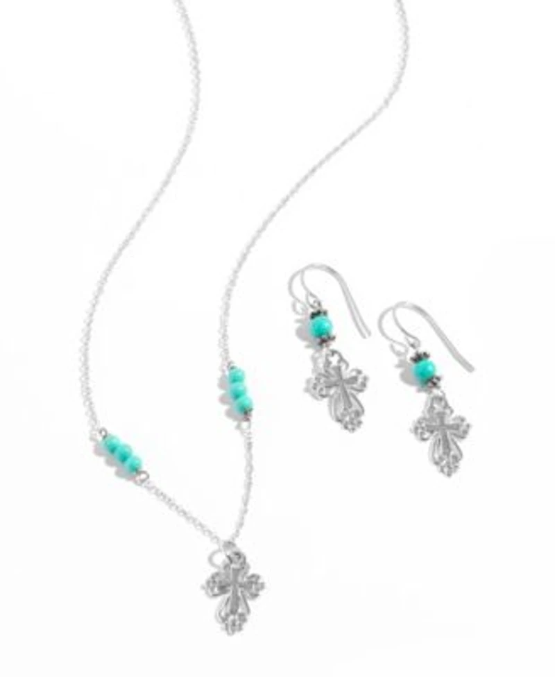 Giani Bernini Simulated Turquoise Religious Cross Jewelry In Sterling Silver